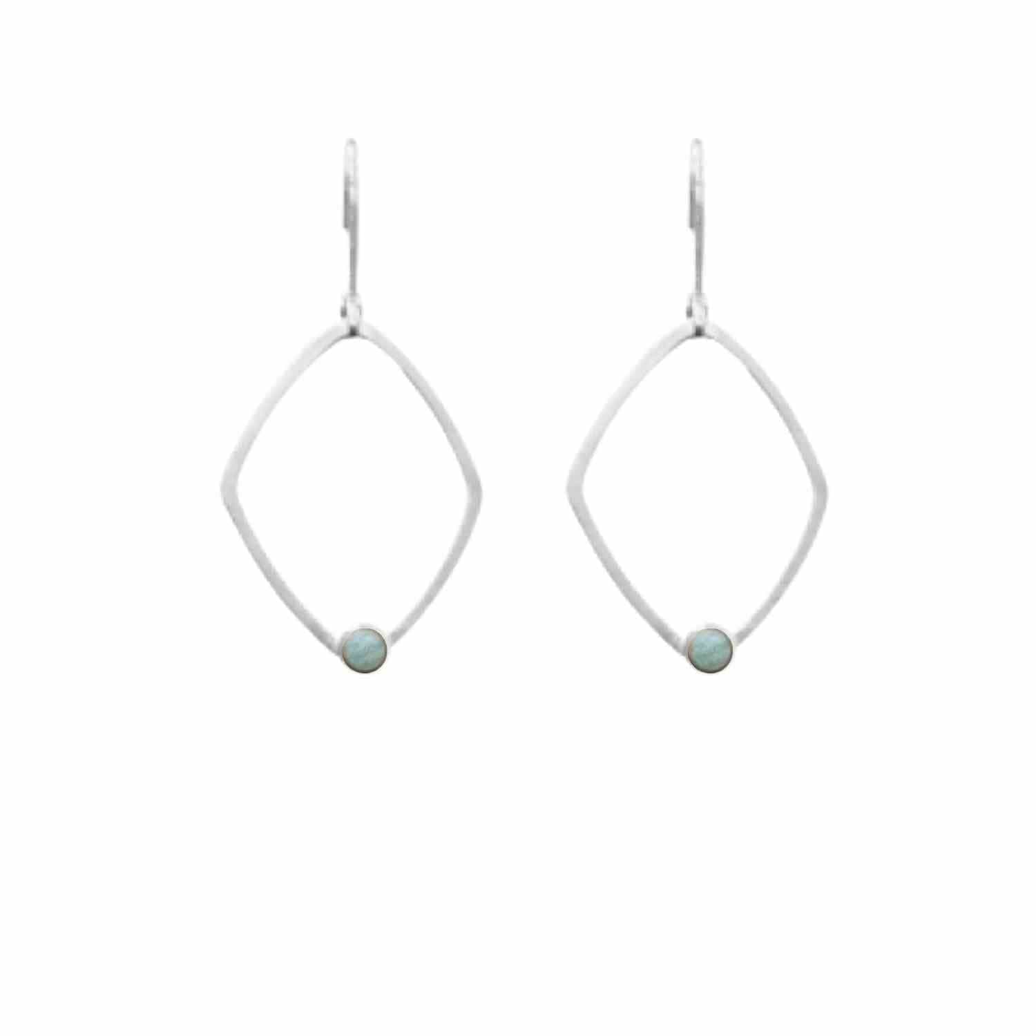 EVELYNE-M PETIT POINT | Amazonite Rhombus - Brisur Earring - Silver