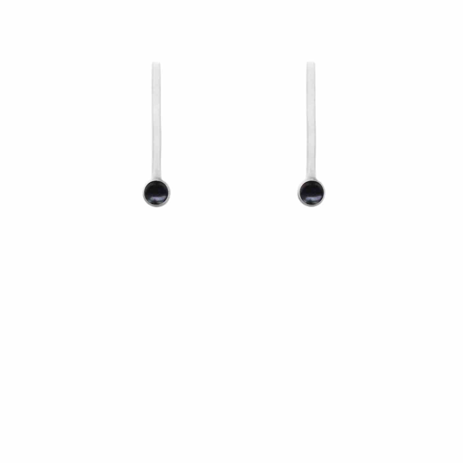 EVELYNE-M PETIT POINT | Black Onyx Sputnik I - Stud Earring - Silver