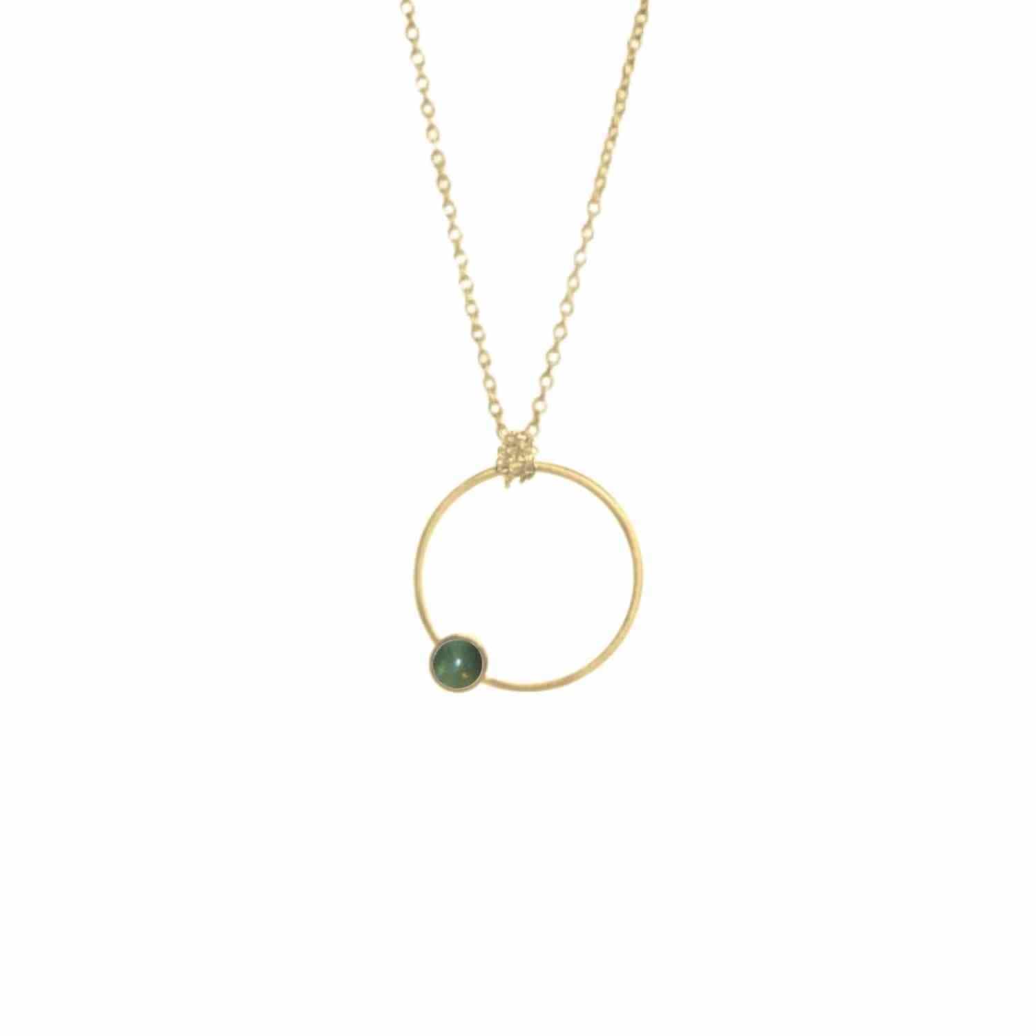 EVELYNE-M PETIT POINT | Green Jade Orbit - Necklace - Gold