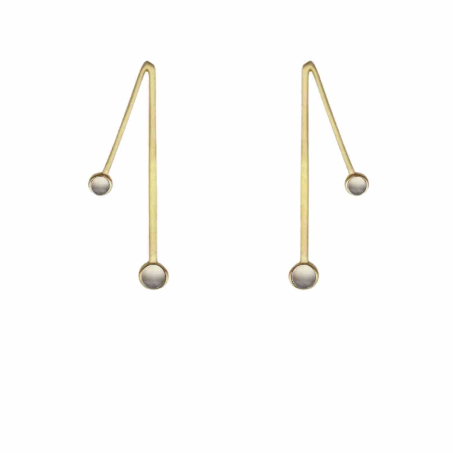 EVELYNE-M PETIT POINT | Grey Moonstone Sputnik II - Stud Earring - Gold