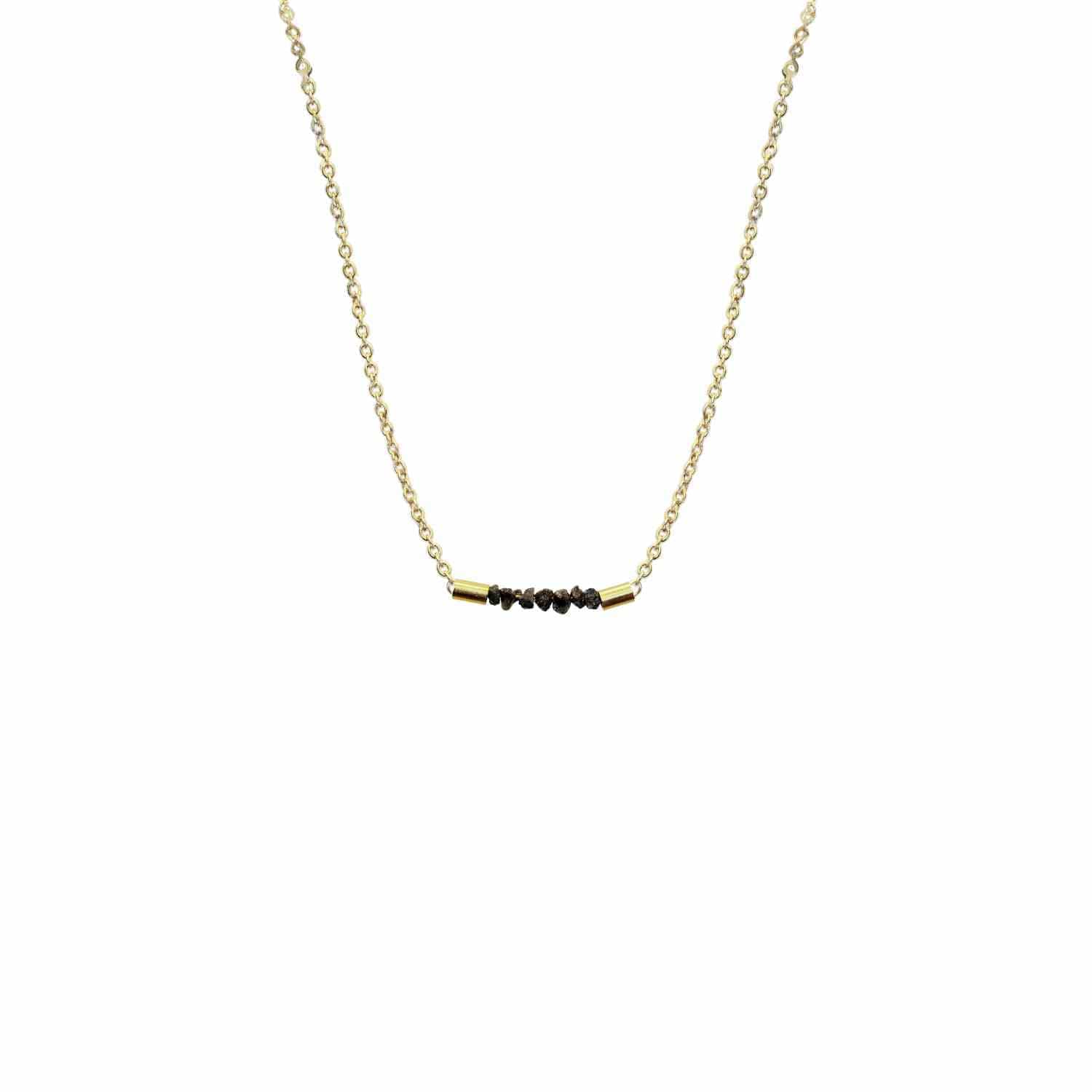 EVELYNE-M 42.5cm ROCKS | Black Rough Diamond - Necklace - Gold