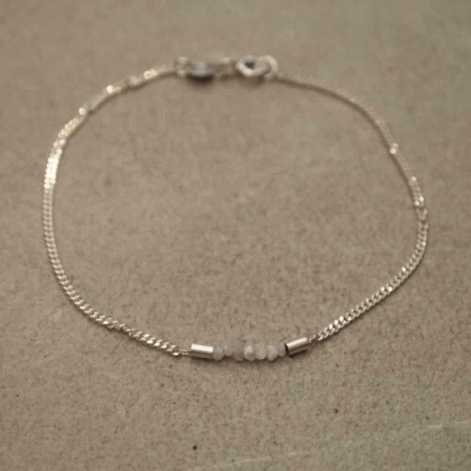 EVELYNE-M ROCKS | White Rough Diamond - Bracelet - Silver