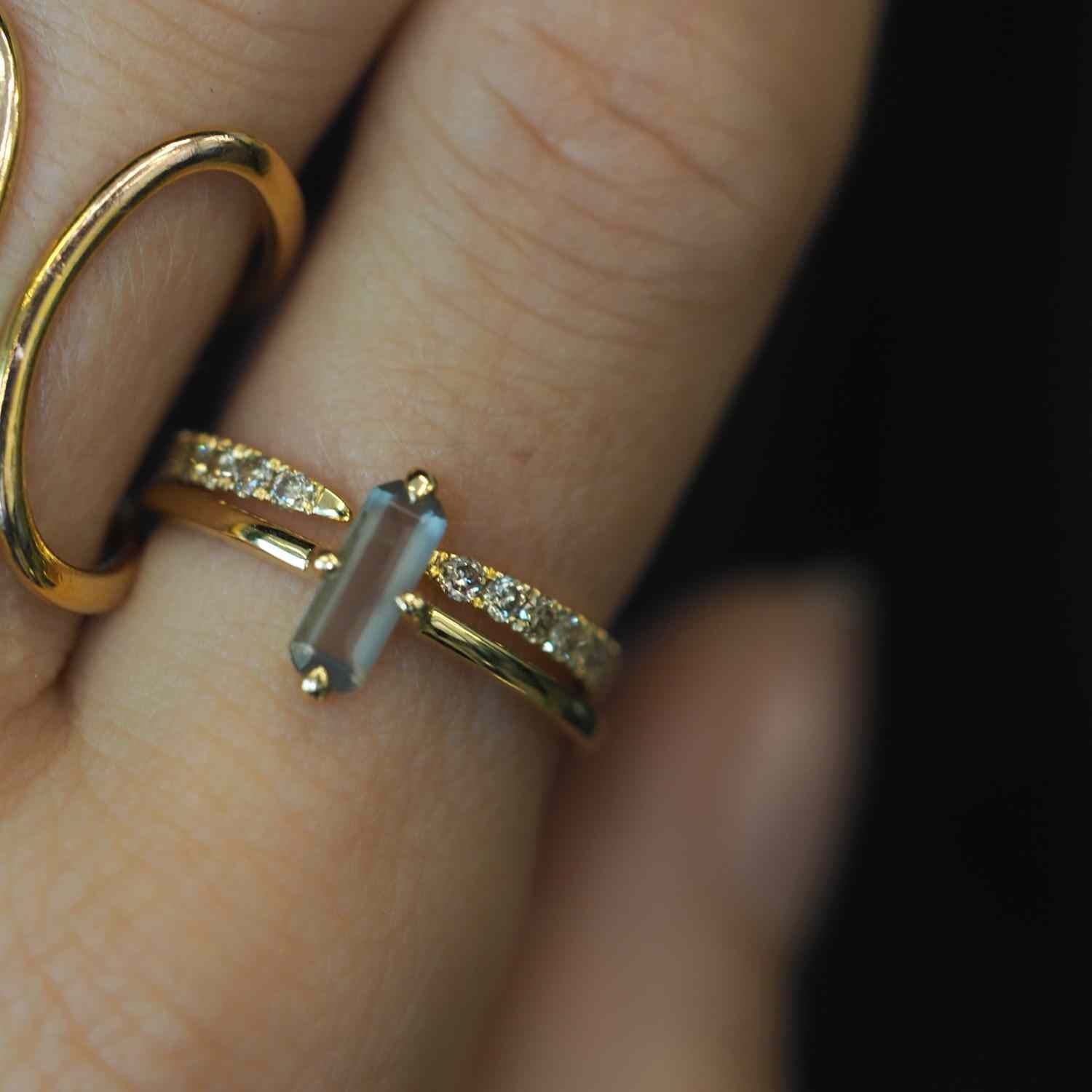 EVELYNE-M SMILODON | Claw Diamond Champagner - Ring - 18 Karat Gold