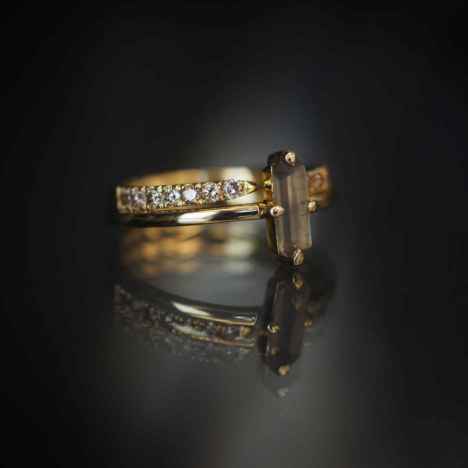 EVELYNE-M SMILODON | Claw Diamond Champagner - Ring - 18 Karat Gold