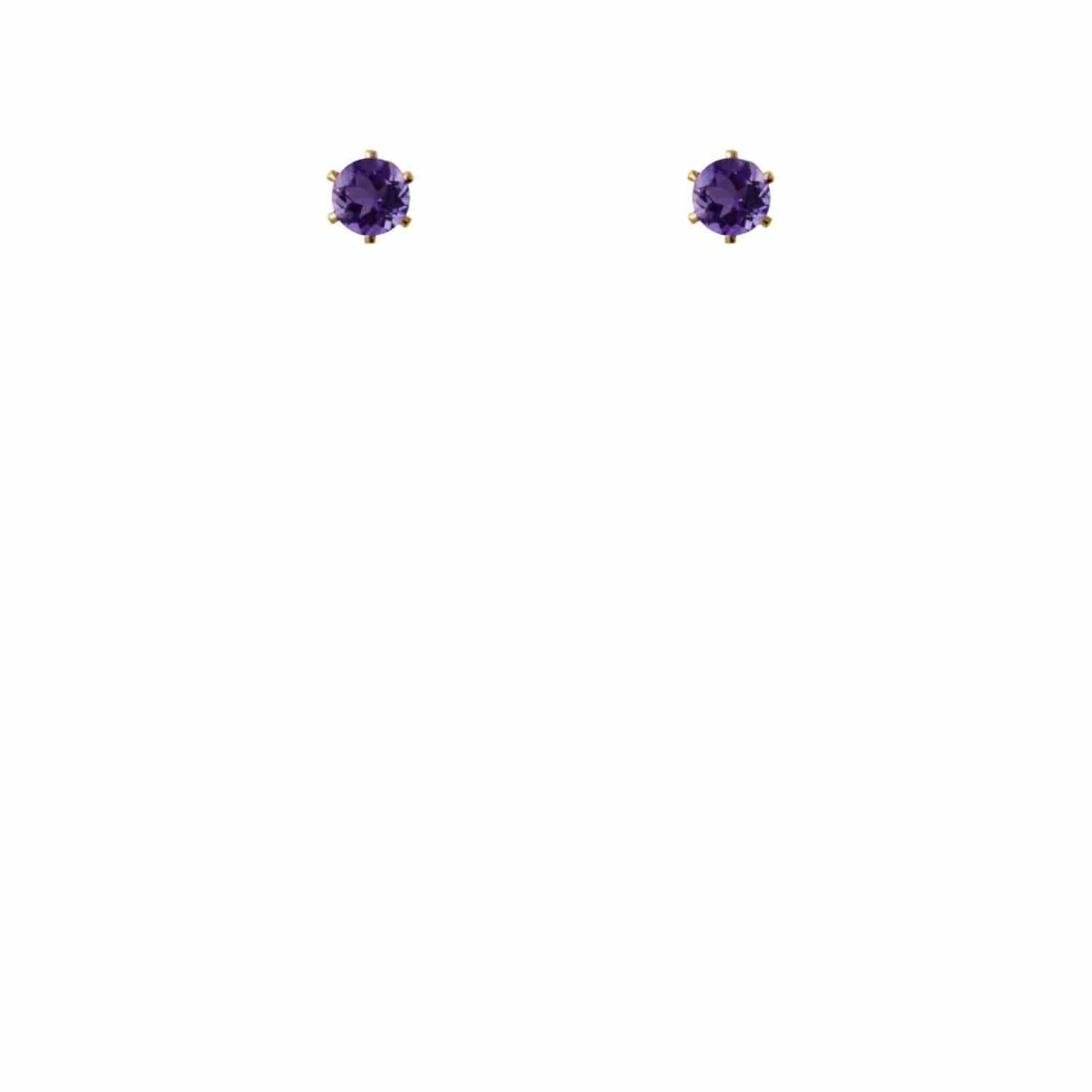 EVELYNE-M SOLITAIRE | Amethyst (M) - Stud Earring - Gold