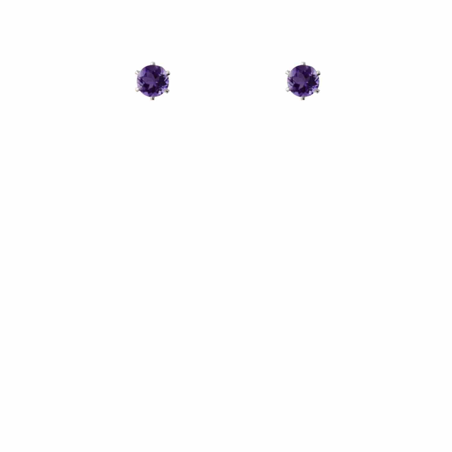 EVELYNE-M SOLITAIRE | Amethyst (M) - Stud Earring - Silver