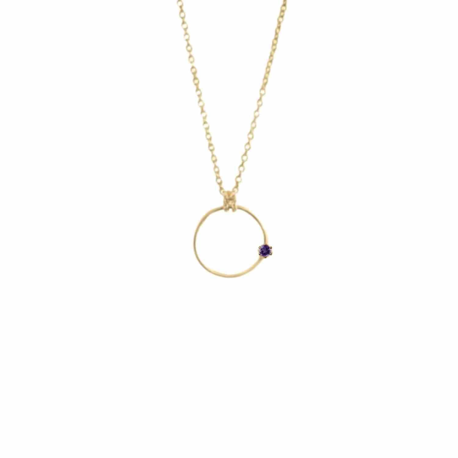 EVELYNE-M SOLITAIRE | Amethyst Orbit - Necklace - Gold