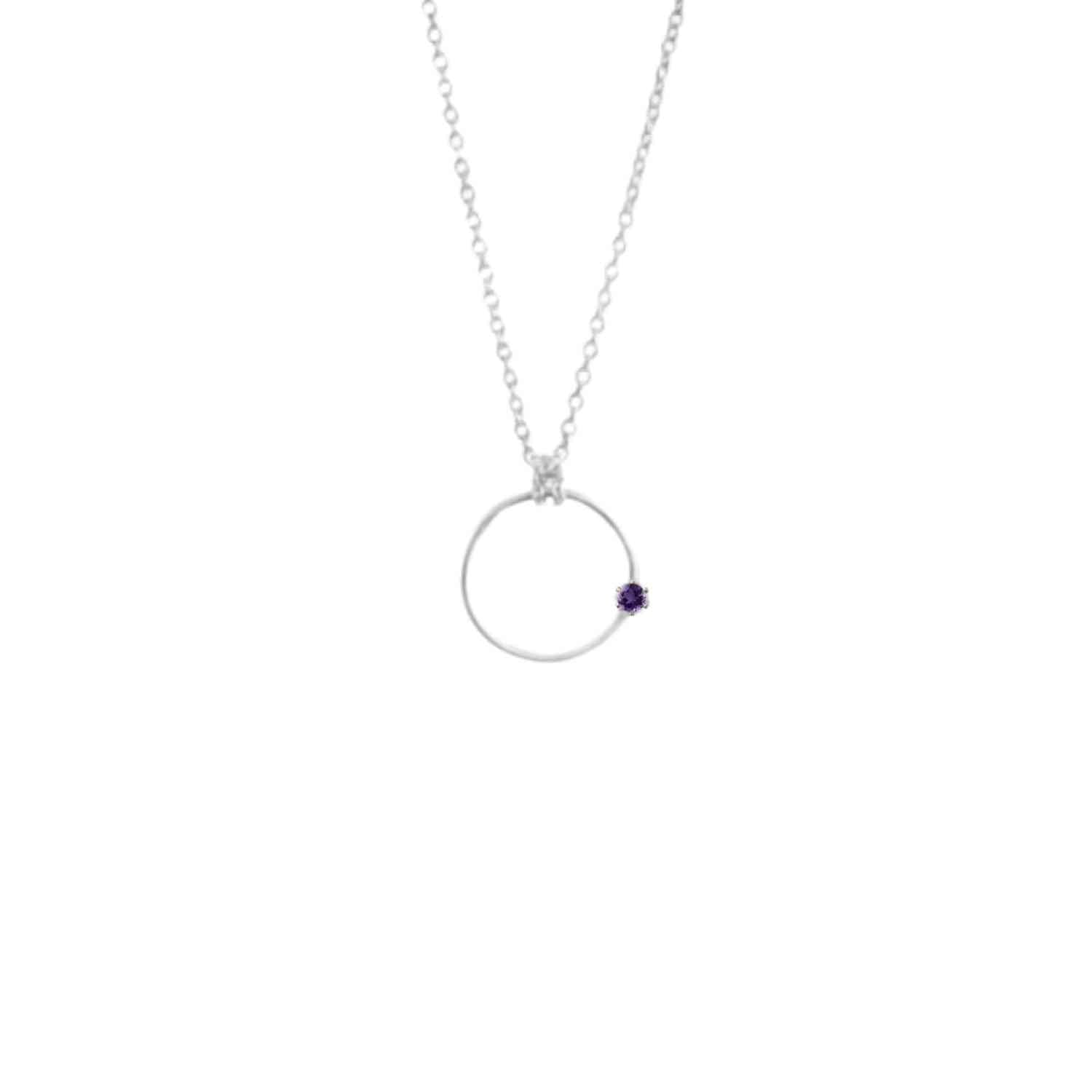 EVELYNE-M SOLITAIRE | Amethyst Orbit - Necklace - Silver