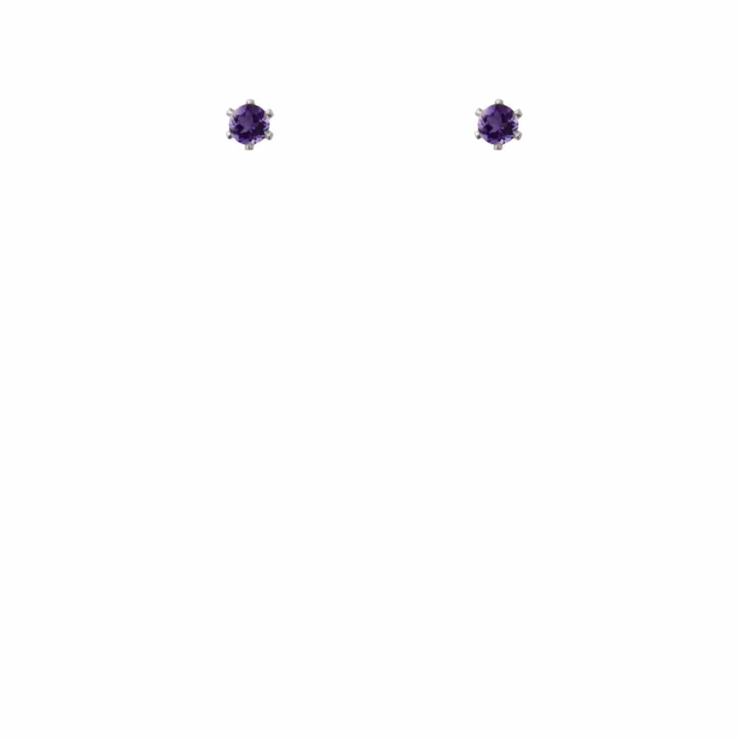 EVELYNE-M SOLITAIRE | Amethyst (S) - Stud Earring - Silver