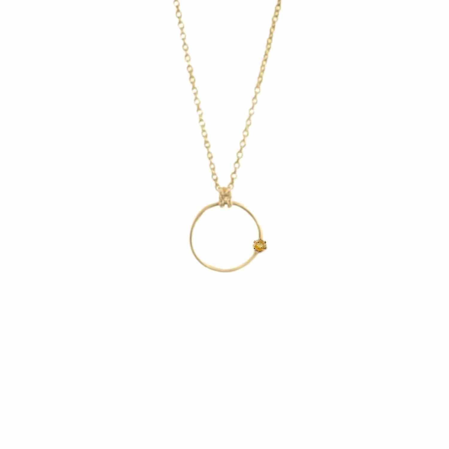 EVELYNE-M SOLITAIRE | Citrin Orbit - Necklace - Gold