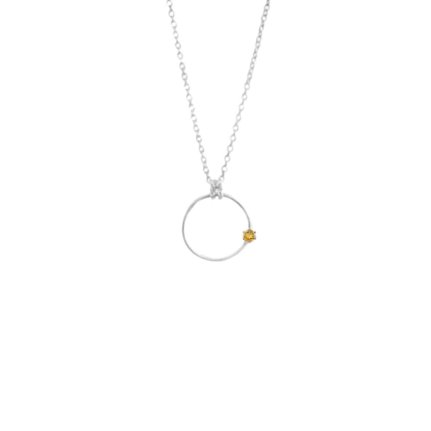 EVELYNE-M SOLITAIRE | Citrin Orbit - Necklace - Silver