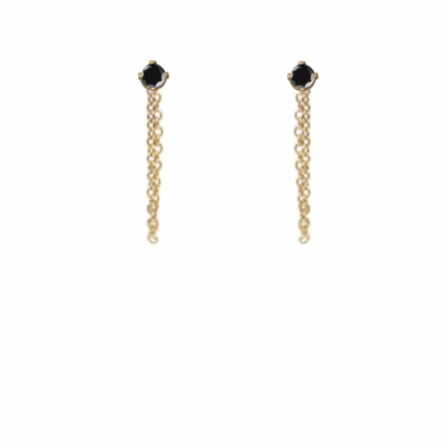 EVELYNE-M SOLITAIRE | Diamond Black Chaining - Stud Earring - 18 Karat Gold