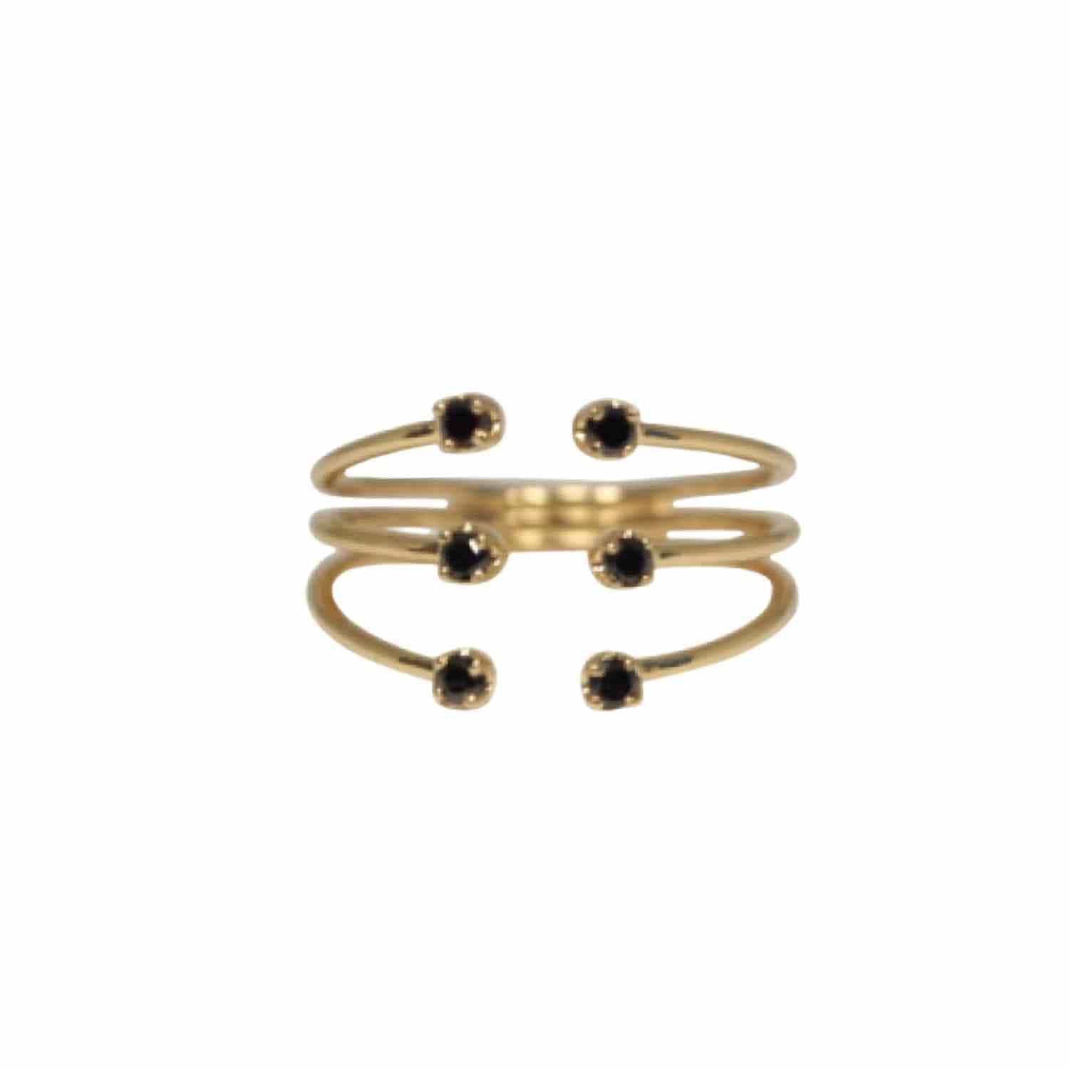 EVELYNE-M SOLITAIRE | Diamond Black Six - Ring - 18 Karat Gold