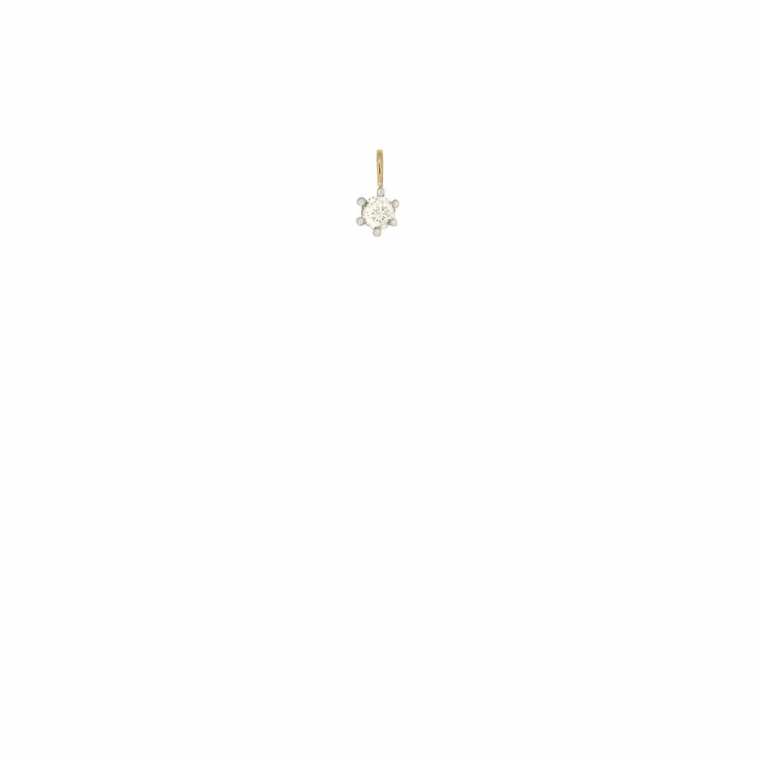 EVELYNE-M Pendant SOLITAIRE | Diamond White (0.15ct) - Pendant - 18 Karat Gold Tow Tone
