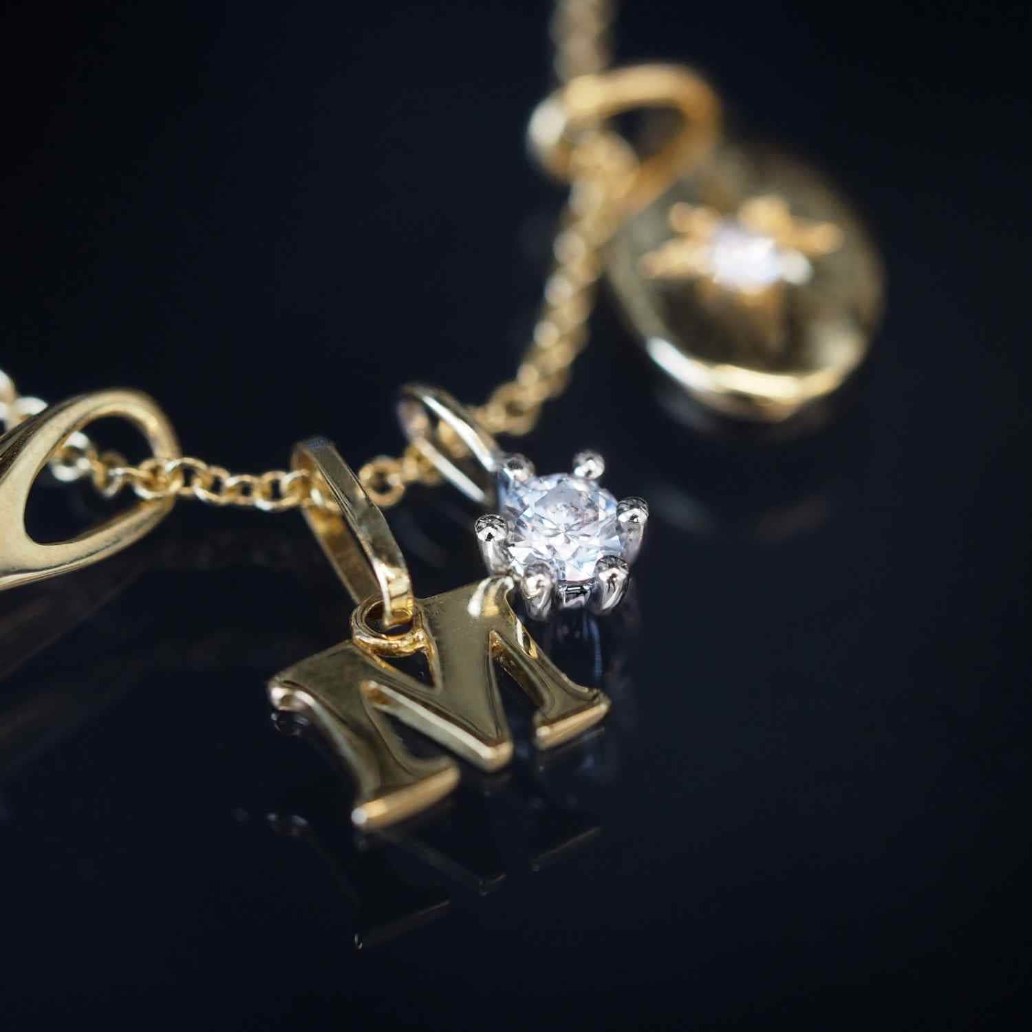 EVELYNE-M Pendant SOLITAIRE | Diamond White (0.15ct) - Pendant - 18 Karat Gold Tow Tone