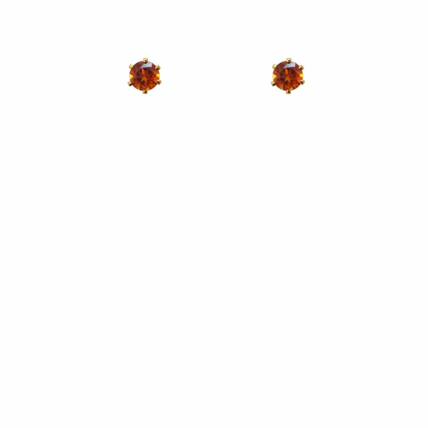 EVELYNE-M SOLITAIRE | Fire Citrin (M) - Stud Earring - Gold