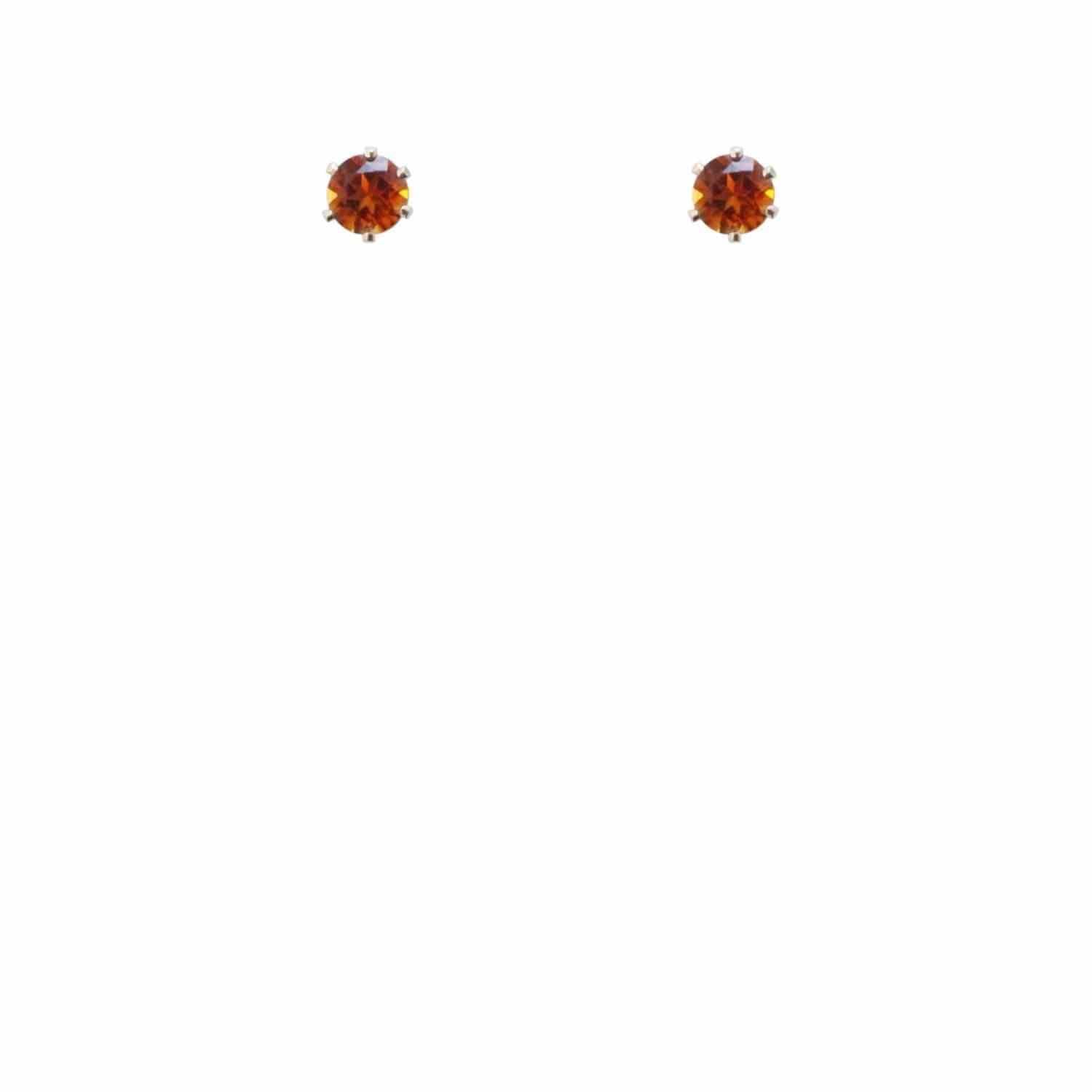 EVELYNE-M SOLITAIRE | Fire Citrin (M) - Stud Earring - Silver