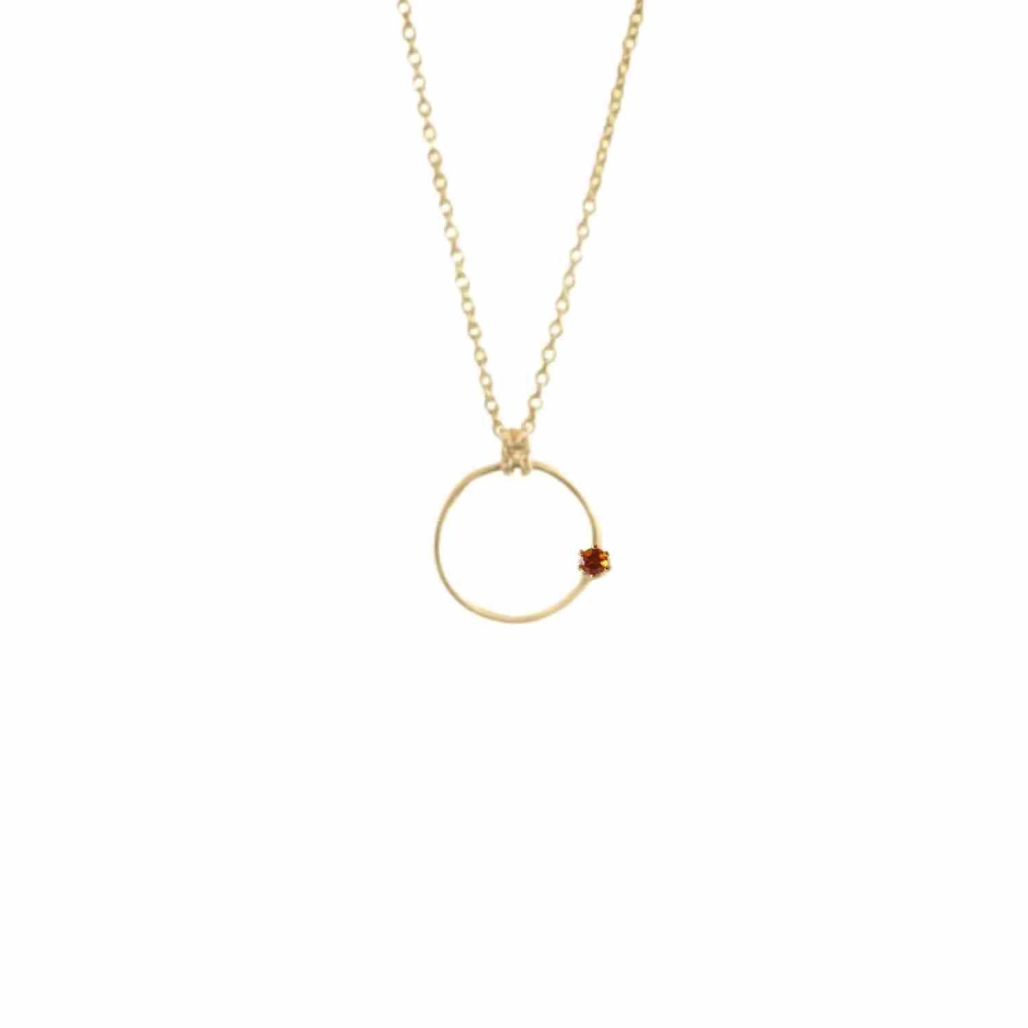 EVELYNE-M SOLITAIRE | Fire Citrin Orbit - Necklace - Gold