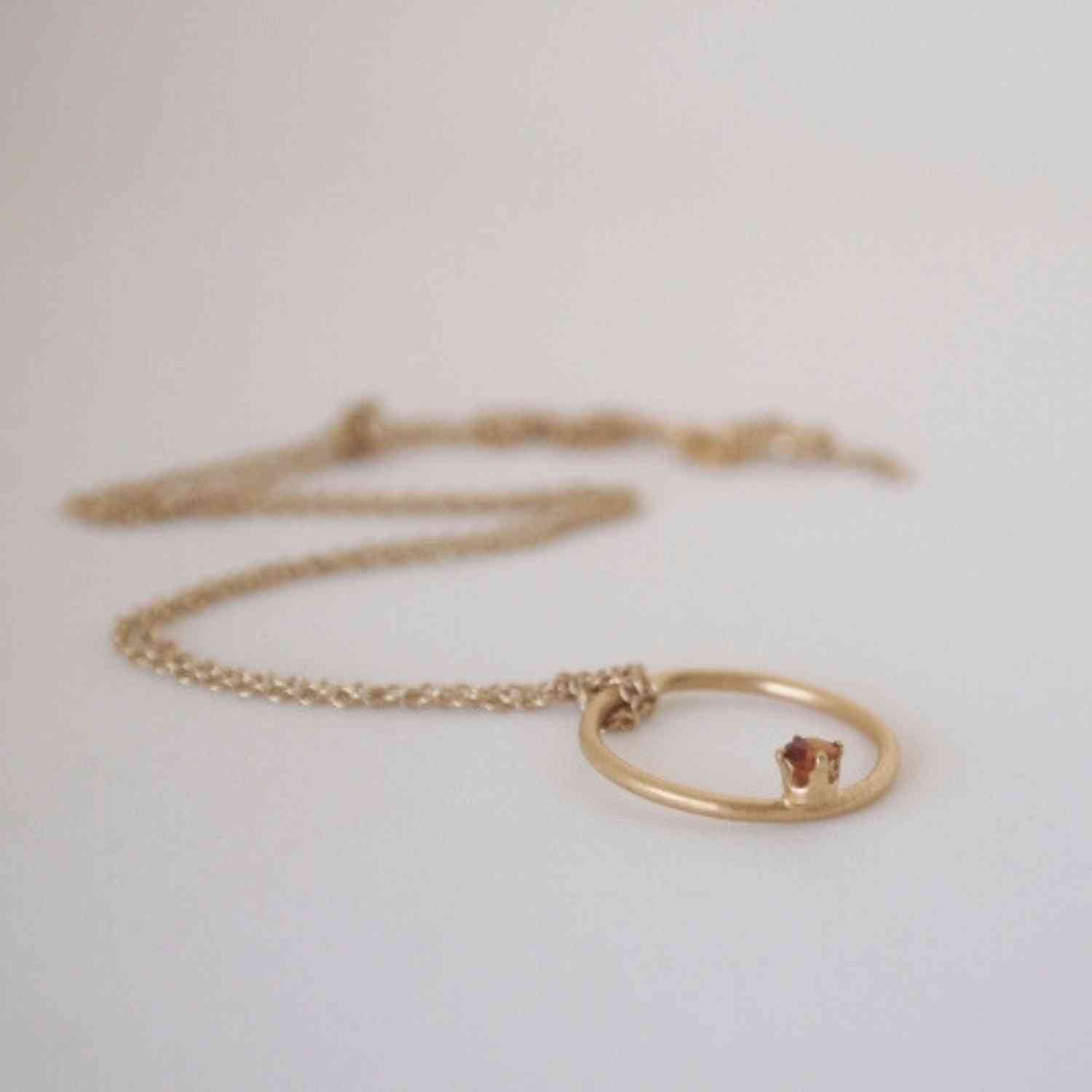 EVELYNE-M SOLITAIRE | Fire Citrin Orbit - Necklace - Gold