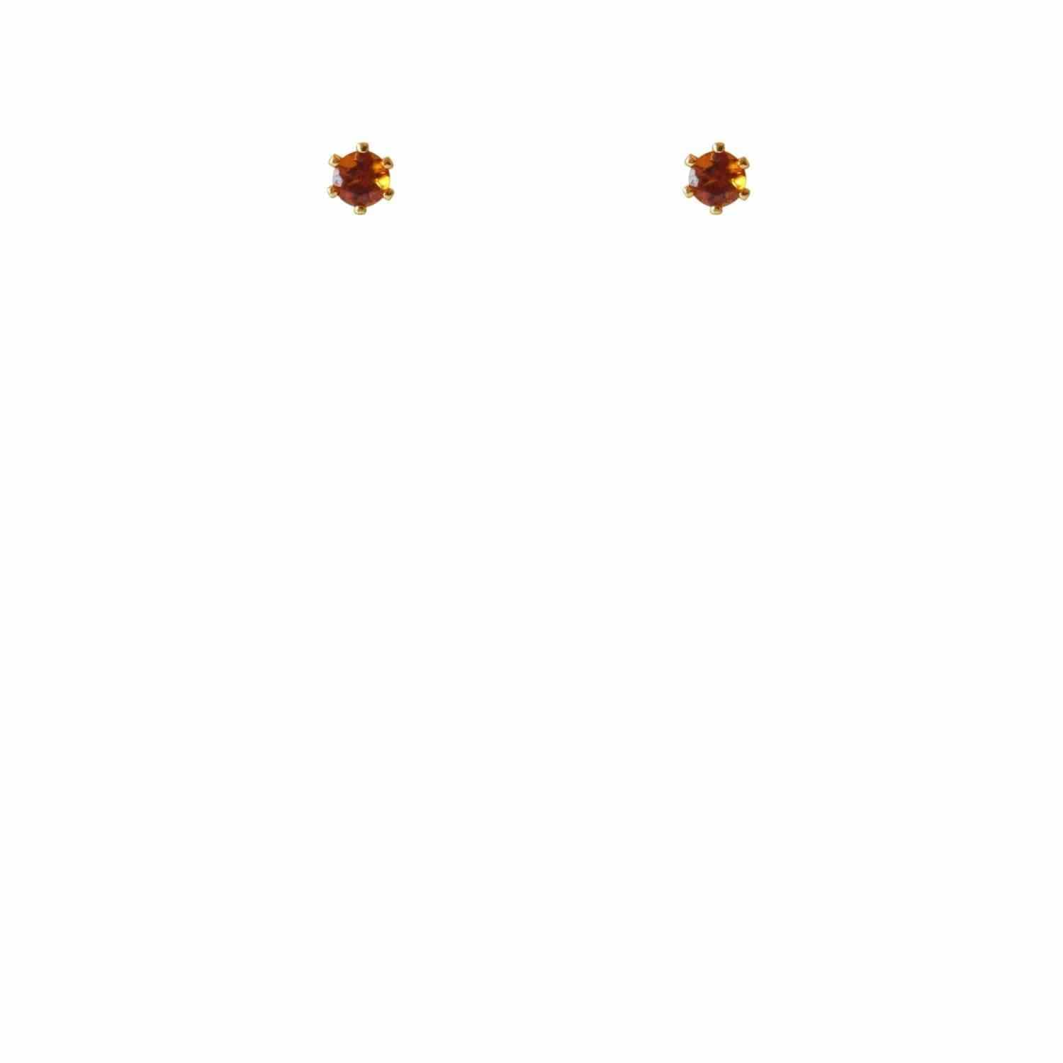 EVELYNE-M SOLITAIRE | Fire Citrin (S) - Stud Earring - Gold