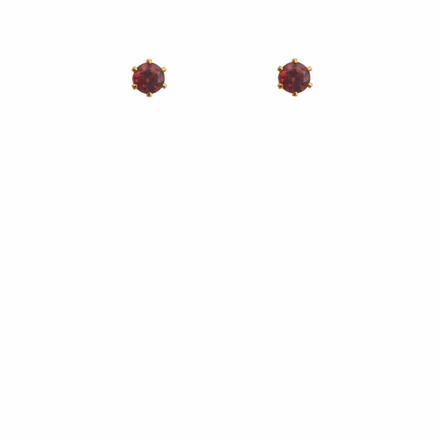 EVELYNE-M SOLITAIRE | Garnet (M) - Stud Earring - Gold