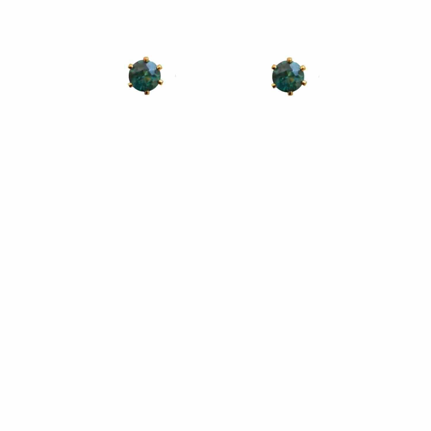 EVELYNE-M SOLITAIRE | Green Topaz (M) - Stud Earring - Gold