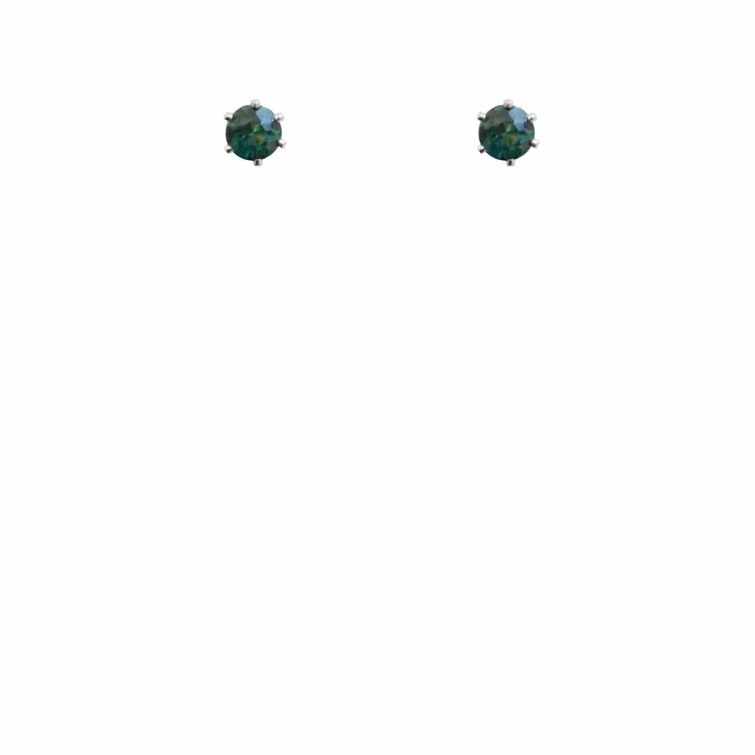 EVELYNE-M SOLITAIRE | Green Topaz (M) - Stud Earring - Silver