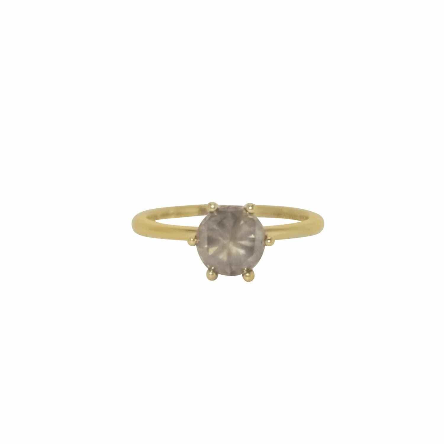 EVELYNE-M 52 SOLITAIRE | Grey Brown Halo Diamond - Ring - 18 Karat Gold (ONE OF A KIND)