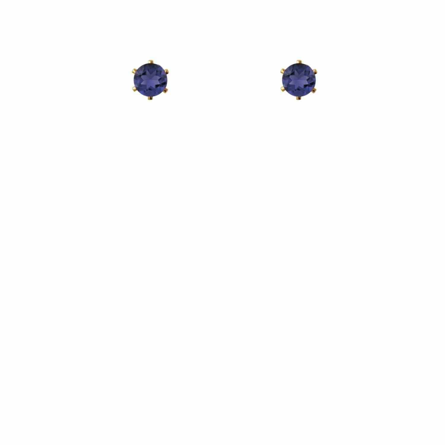 EVELYNE-M SOLITAIRE | Iolite (M) - Stud Earring - Gold