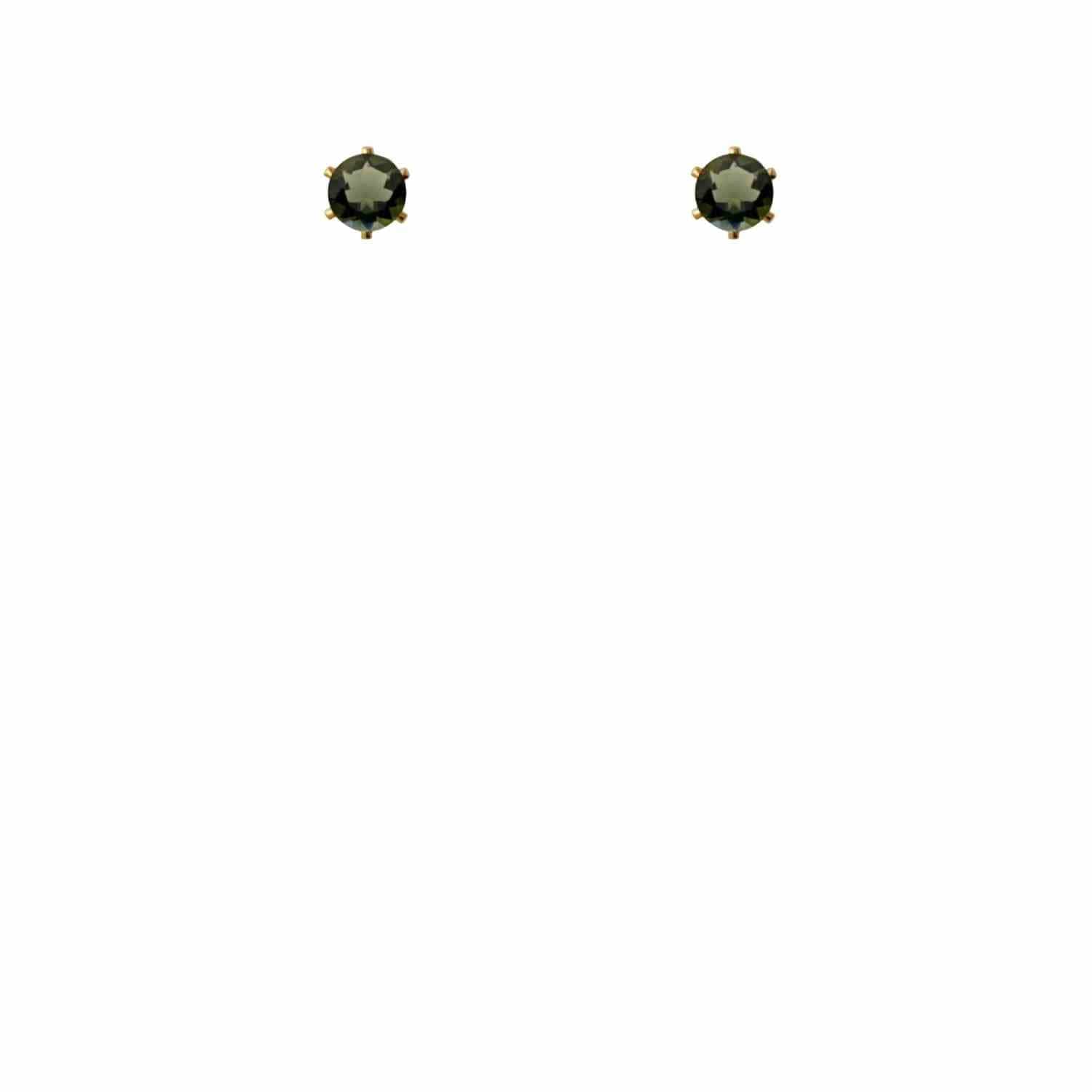 EVELYNE-M SOLITAIRE | Moldavite (M) - Stud Earring - Gold