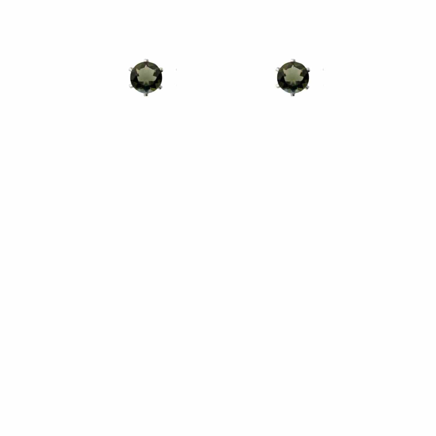 EVELYNE-M SOLITAIRE | Moldavite (M) - Stud Earring - Silver