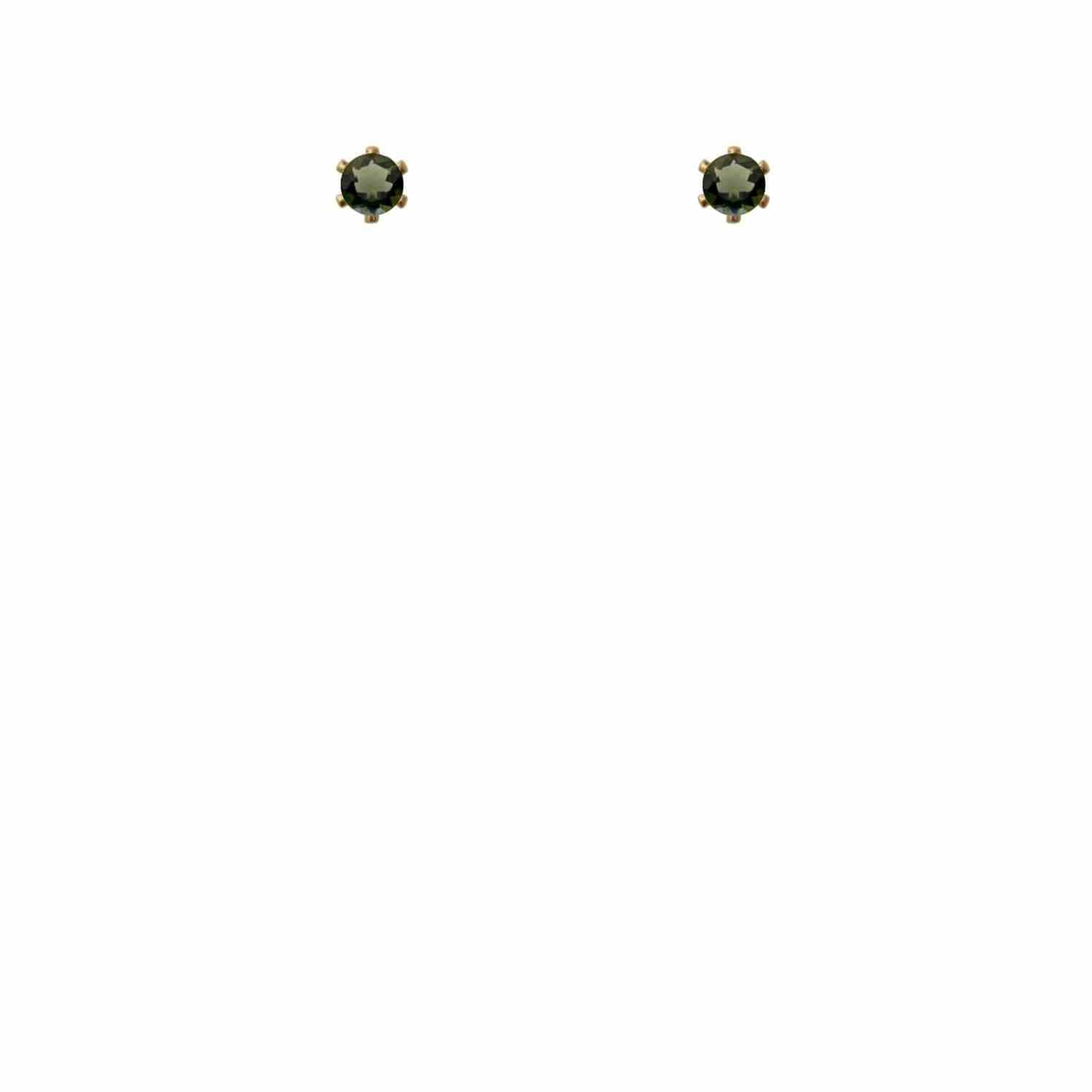 EVELYNE-M SOLITAIRE | Moldavite (S) - Stud Earring - Gold