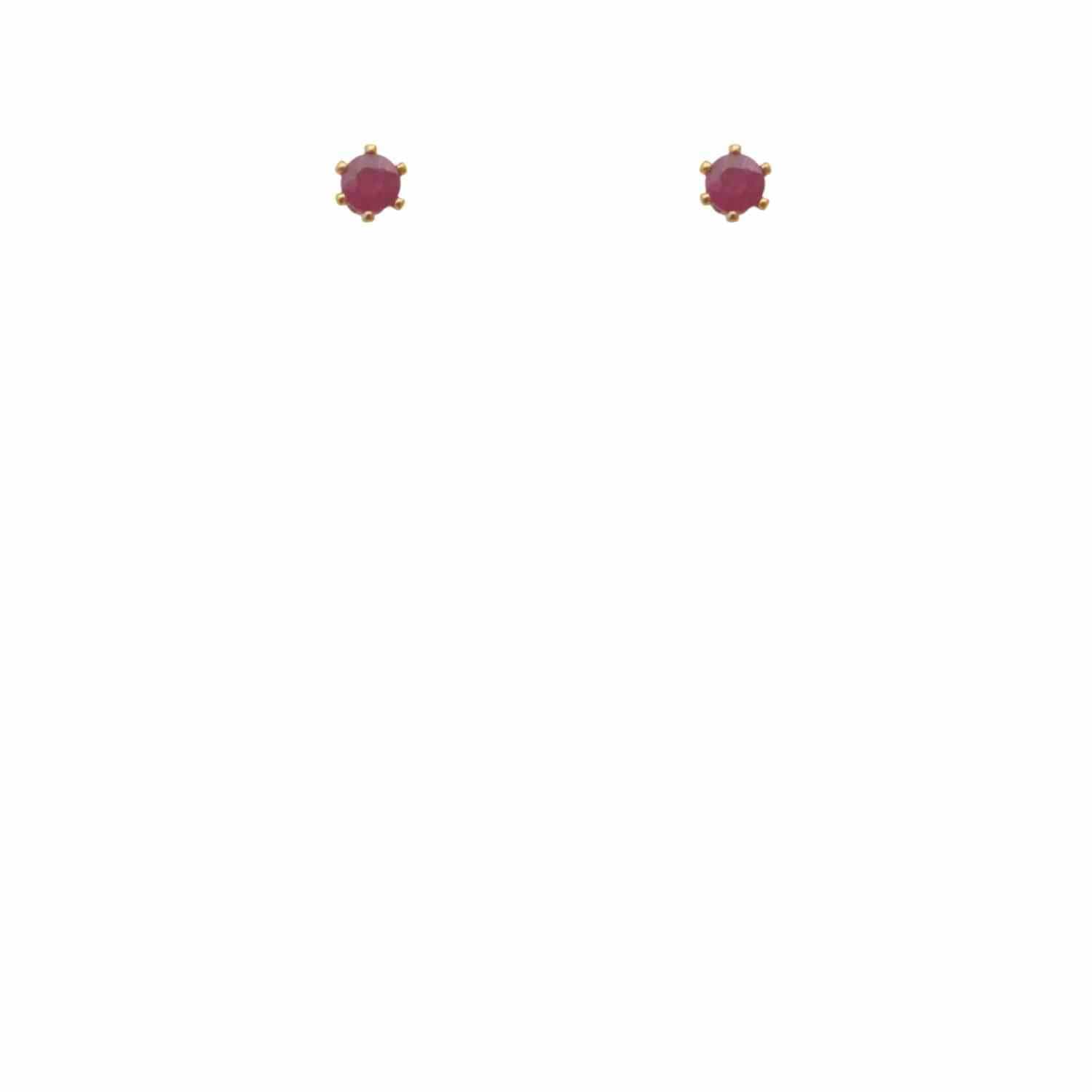 EVELYNE-M SOLITAIRE | Ruby (S) - Stud Earring - Gold