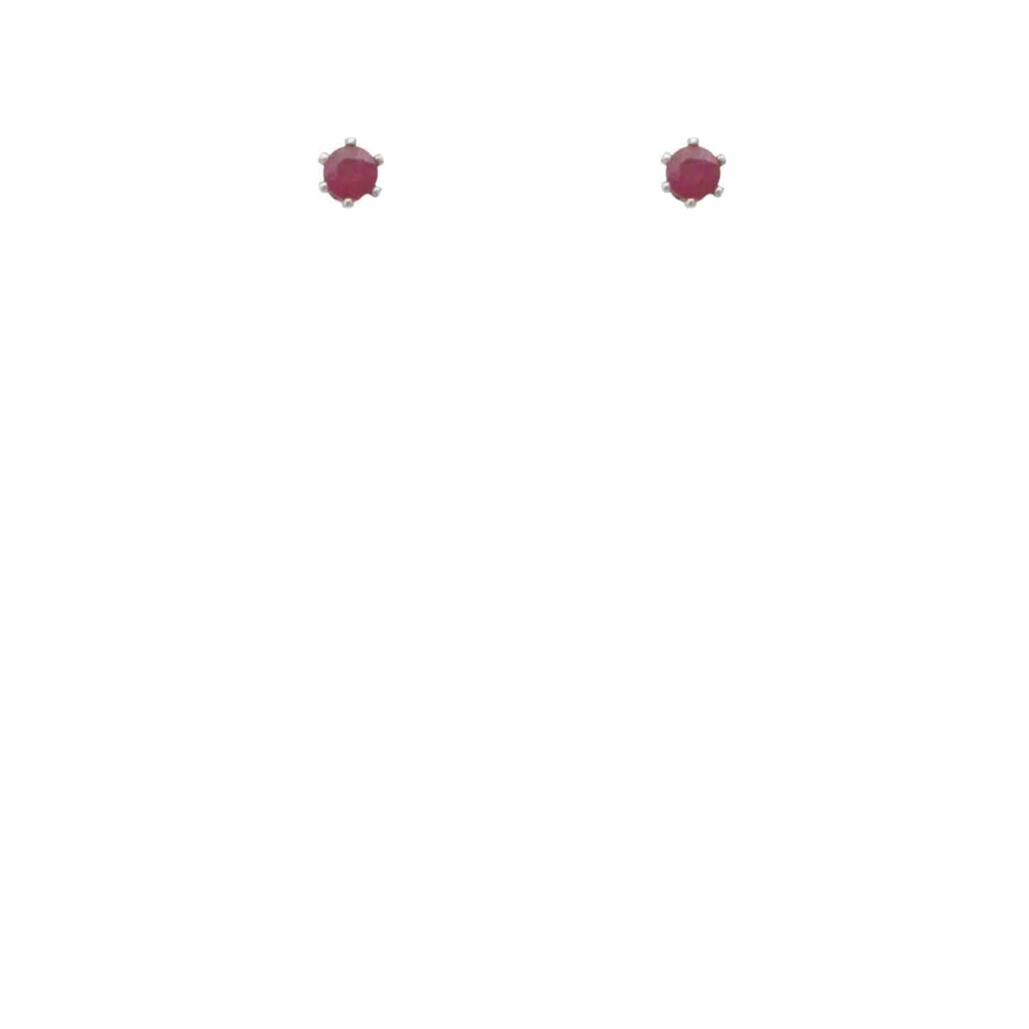 EVELYNE-M SOLITAIRE | Ruby (S) - Stud Earring - Silver