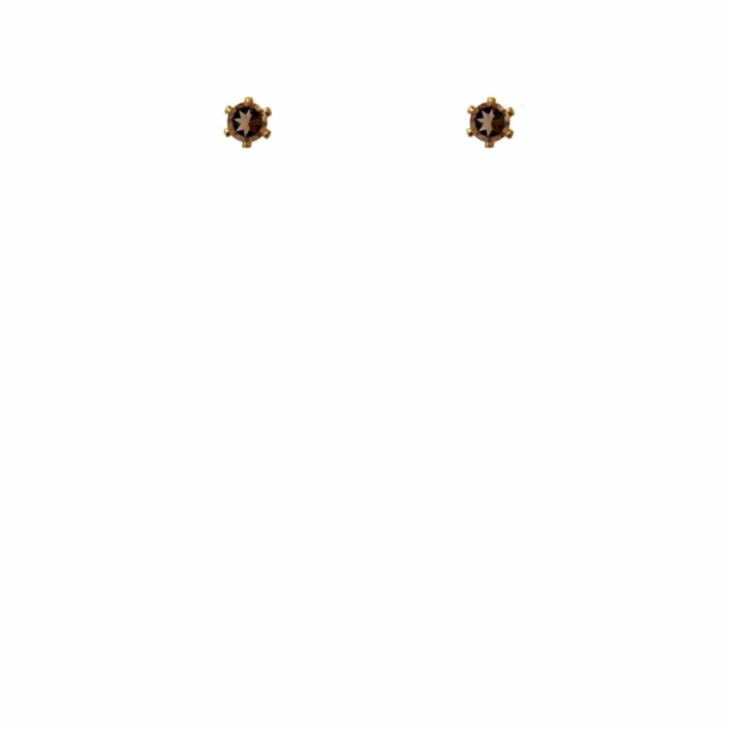 EVELYNE-M SOLITAIRE | Smoky (S) - Stud Earring - Gold