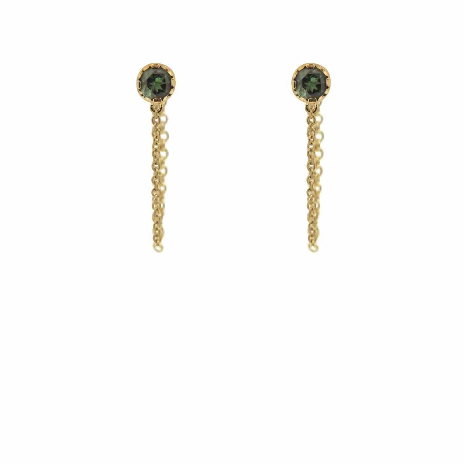 EVELYNE-M Paar SOLITAIRE | Tourmaline Chaining - Stud Earring - 18 Karat Gold (LIMITED EDITION)