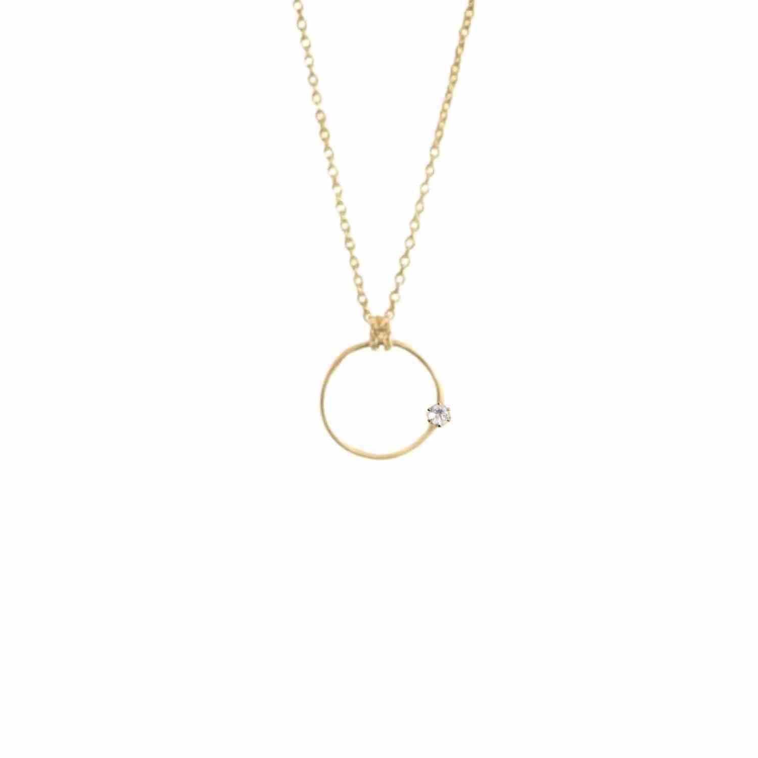 EVELYNE-M SOLITAIRE | White Topaz Orbit - Necklace - Gold