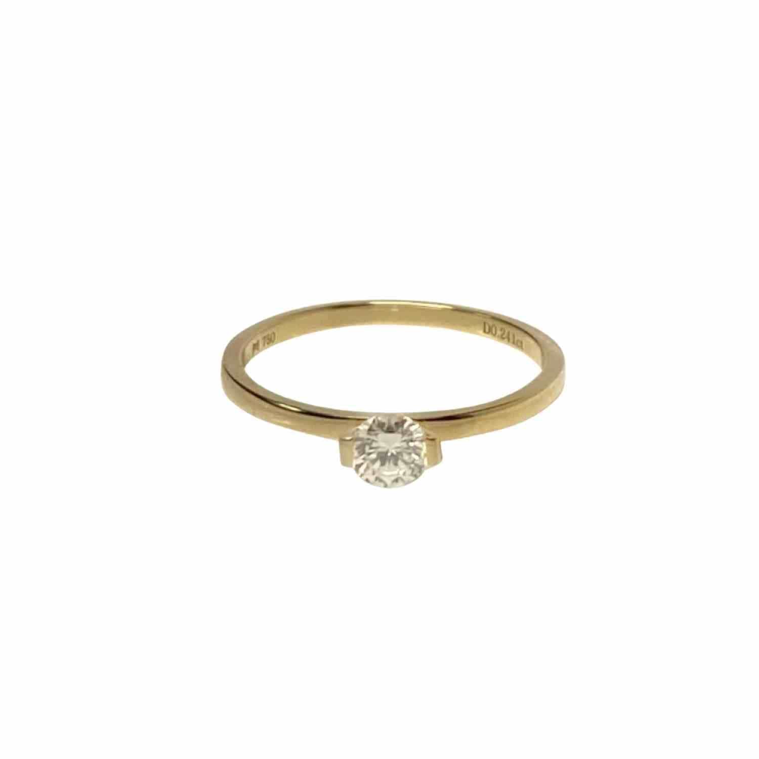 EVELYNE-M STRIPES&amp;JOIST | Bar Diamond White Solitaire - Ring - 18 Karat Gold