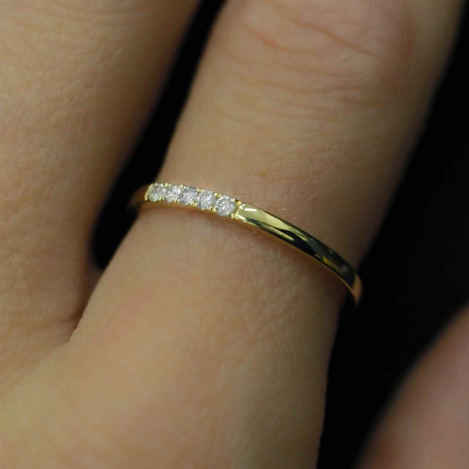 EVELYNE-M STRIPES&JOIST | Bar Five Diamond White (1.6) - Ring - 18 Karat Gold