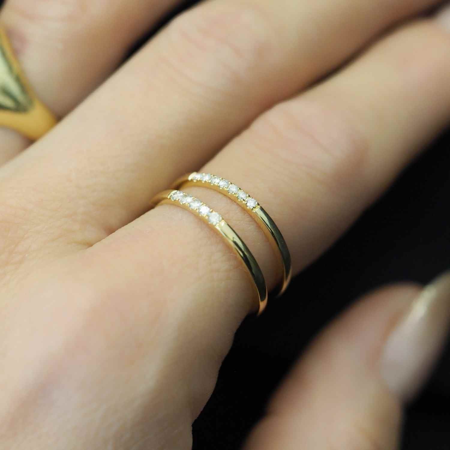 EVELYNE-M STRIPES&JOIST | Bar Five Diamond White (1.6) - Ring - 18 Karat Gold