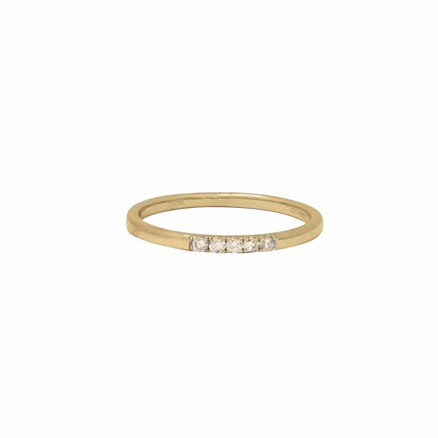 EVELYNE-M STRIPES&JOIST | Bar Five Diamond White (1.6) - Ring - 18 Karat Gold