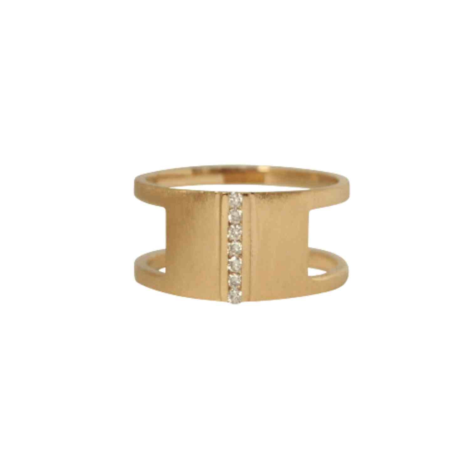 EVELYNE-M STRIPES&amp;JOIST | Bar Seven Diamond White - Ring - 18 Karat Gold