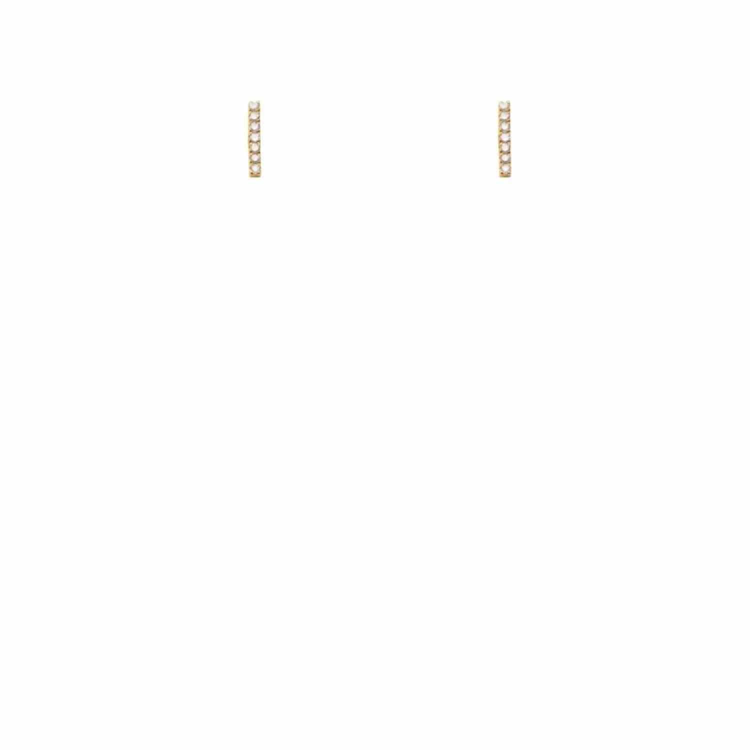 EVELYNE-M STRIPES&amp;JOIST | Bar Seven Diamond White - Stud Earring - 18 Karat Gold