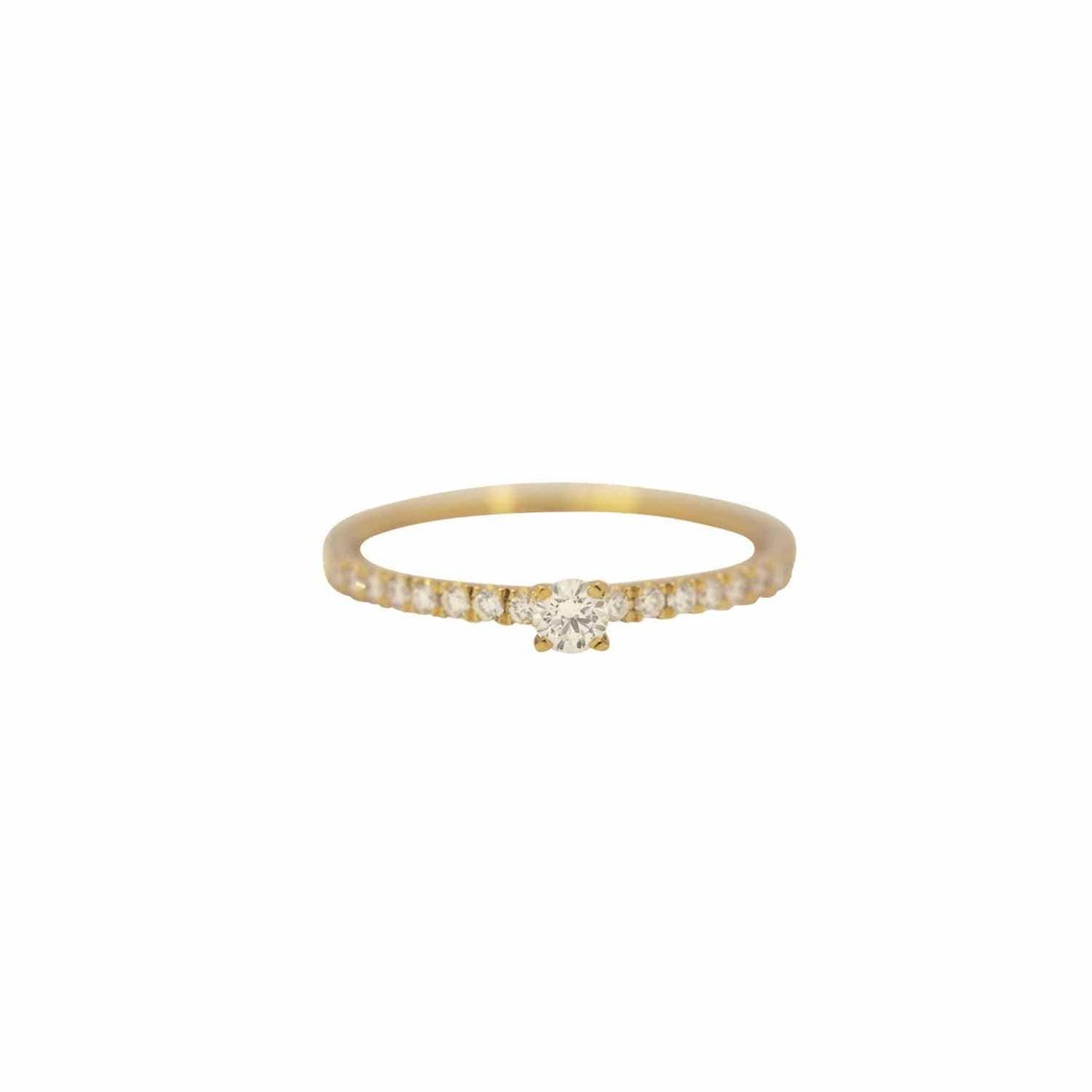 EVELYNE-M STRIPES&amp;JOIST | Bar Solitaire Diamond White - Ring - 18 Karat Gold