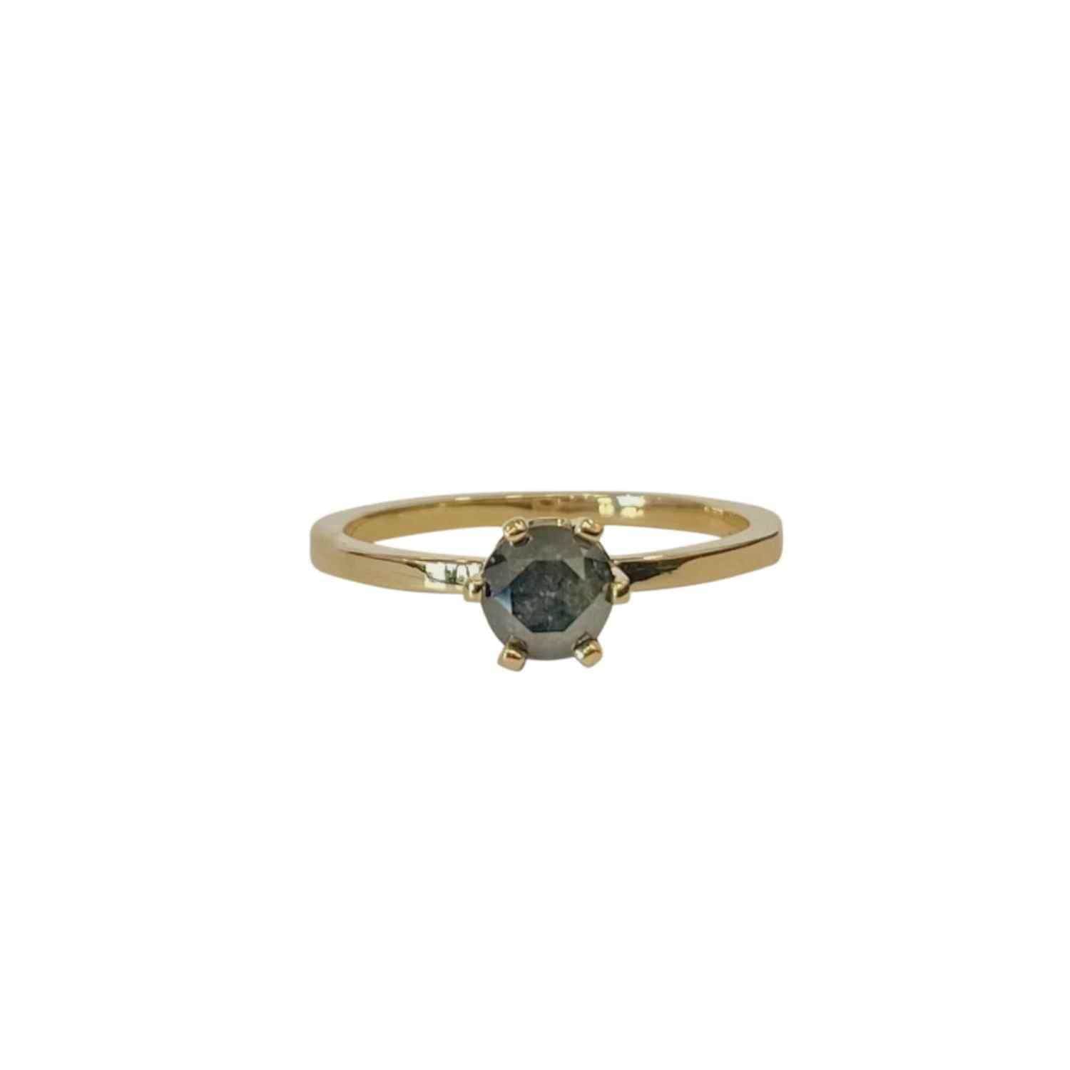 EVELYNE-M STRIPES&JOIST | Diamond Blue Solitaire - Ring - 18 Karat Gold - (ONE OF A KIND)