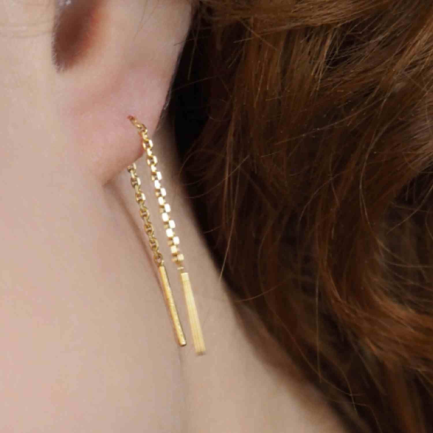 EVELYNE-M STRIPES&JOIST | Line Mini - EarChain - 18 Karat Gold