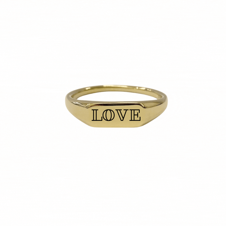 EVELYNE-M STRIPES&amp;JOIST | Medium Signet - Ring - Gold + ENGRAVING