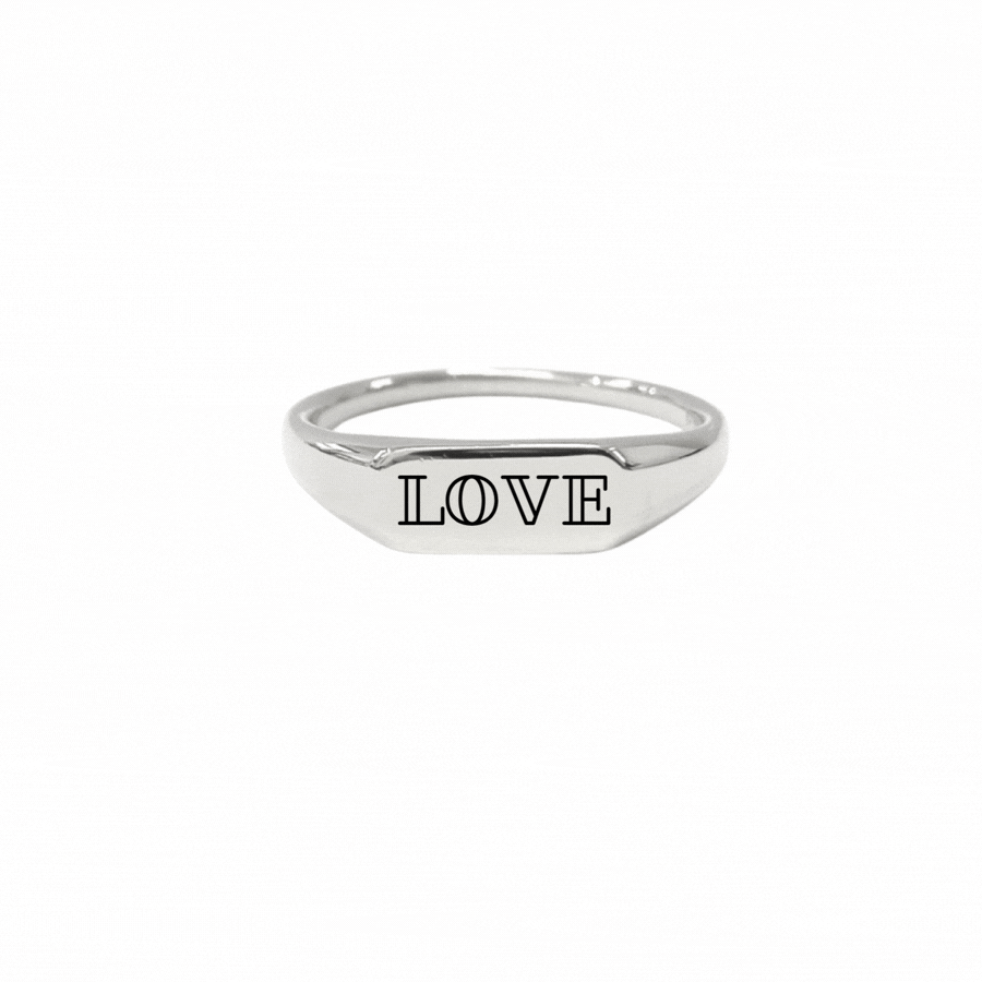 EVELYNE-M STRIPES&amp;JOIST | Medium Signet - Ring - Silver + ENGRAVING