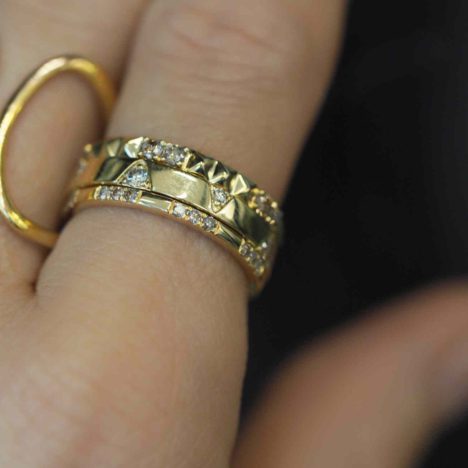 EVELYNE-M STRIPES&JOIST | Twenty-Four-Trilogy Diamond Champagner (1.3) - Ring - 18 Karat Gold