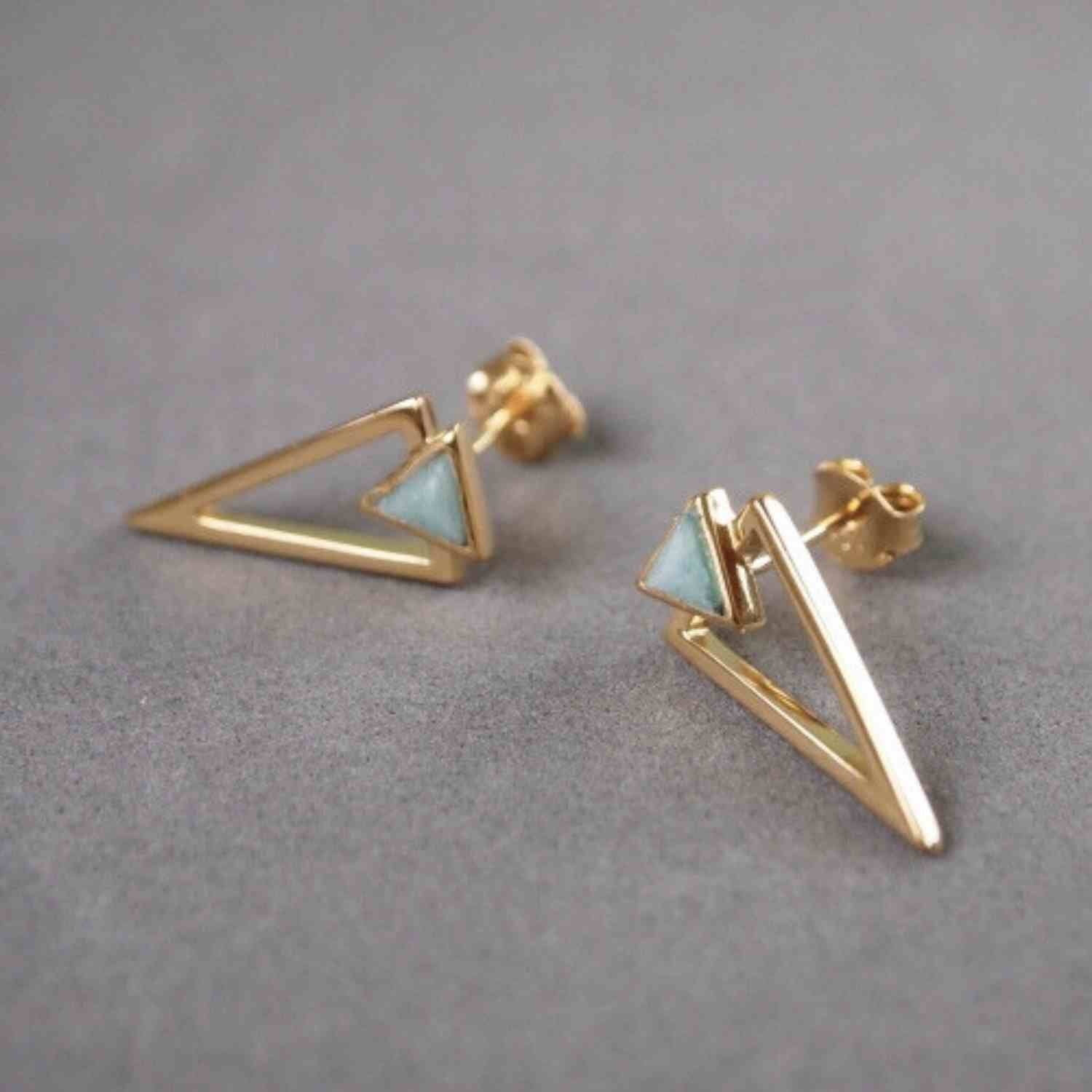 EVELYNE-M SUSPIRIUM | Amazonite - Stud Earring - Gold